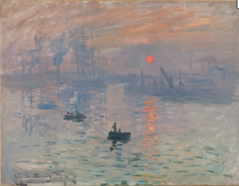 Impression, Soleil levant Vue du tableau Impression Soleil Levant, tableau de Claude Monet 1872